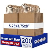 METRONIC 200 Pack Brown Paper Bags 5.25 x 3.75 x 8 inch,Made in USA | Small Kraft Gift Bag Bulk w...