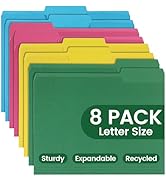 Colored File Folders 8 Packs, Letter Size, 1/3 Cut Tab. Chromatic Manila Folders 8.5 x 11 for Doc...