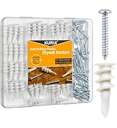 KURUI #8 Self Drilling Drywall Anchors, 100PCs Dry Wall Anchors and Screws Kit for Hanging Sheetr...