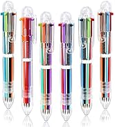 Mluchee 6 Pack Multicolor Pen In One Retractable Ballpoint Pens 0.5mm 6-In-1, Rainbow Fun Pens Fo...