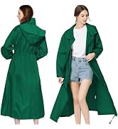 LAMA Womens Long Raincoats Rain Jacket Waterproof Packable Hooded Windbreaker Lightweight Adjusta...