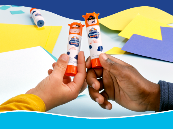 bloostick buddles blue glue stick clear fun cow characters animals kids gift birthday summer craft