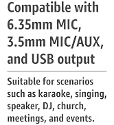 AFUOO Rechargeable Wireless Microphones & Bluetooth Dual-Mics Receiver for Karaoke, Singing, Speaker