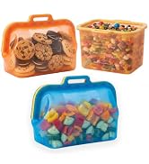 MEVIBOR Auto-Closing Magnetic Seal Silicone Food Storage Bags, 3 Pack 68 oz Reusable Stand-Up Pou...