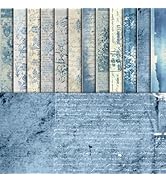 EggSun 48 Sheets Vintage Blue Floral Scrapbook Paper, Retro Blue Pattern Decorative Scrapbook Pap...
