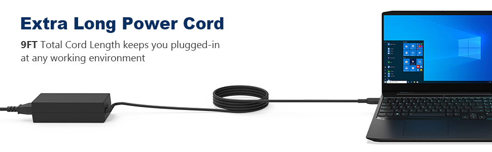 9FT Total Cord Length keeps you plugged-in at any working environment