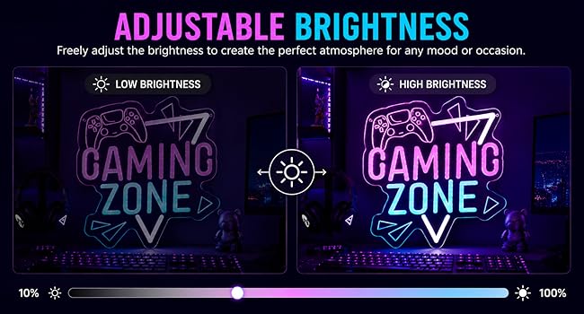Gaming Zone Neon Sign Game for Wall Decor