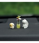 Rislobx Bunny Car Decoration with Daisy Car Flower Vase Rear View Mirror Ornament, 3PCS Funny Das...