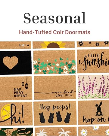 Sustainably Made, Hand-Tufted Coir Doormats, coconut fibers, Traps Dirt Naturally, anti-slip