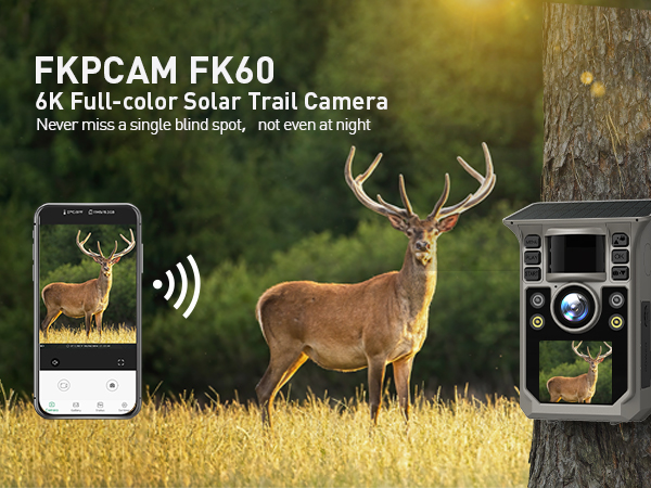 Trail Camera Full Color 6K 64MP Solar WiFi Game Hunting Camera