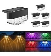 Solar Fence Lights Outdoor,6 Pack Solar Deck Lights,8 Fixed Colors & Color Changing Modern Solar ...
