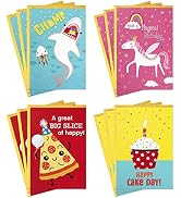 Hallmark Birthday Cards for Kids Assortment, Shark and Unicorn (12 Cards with Envelopes)