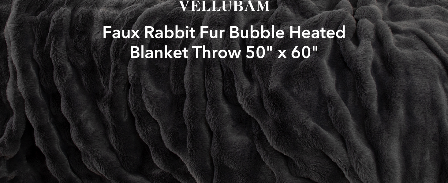 Faux Rabbit Fur Bubble Heated Blanket