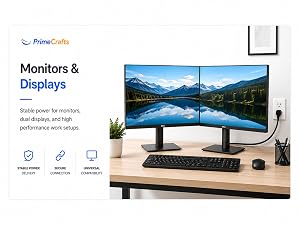 PrimeCrafts AC power cable powering PC, workstation, monitor, computer setup, reliable IEC C13
