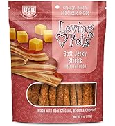 Loving Pets - Soft Chew Jerky (Stick-Shaped, Chicken, Bacon & Cheese Recipe) USA Made Dog Treats