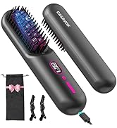 Cordless Hair Straightener Brush for Travel,Mini Hair Straightener Comb with Negative Ion,Portabl...