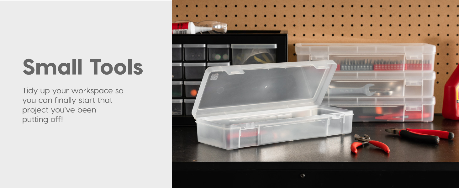 garage tool box storage container lids organizer clear supply plastic small cables nut bolt screws