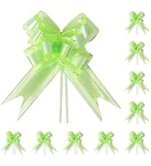 TIMESEEK 24PCS Apple Green Pull Bows for Gift Wrapping, 6" Large Pre-Tied Decorative Bows for Chr...