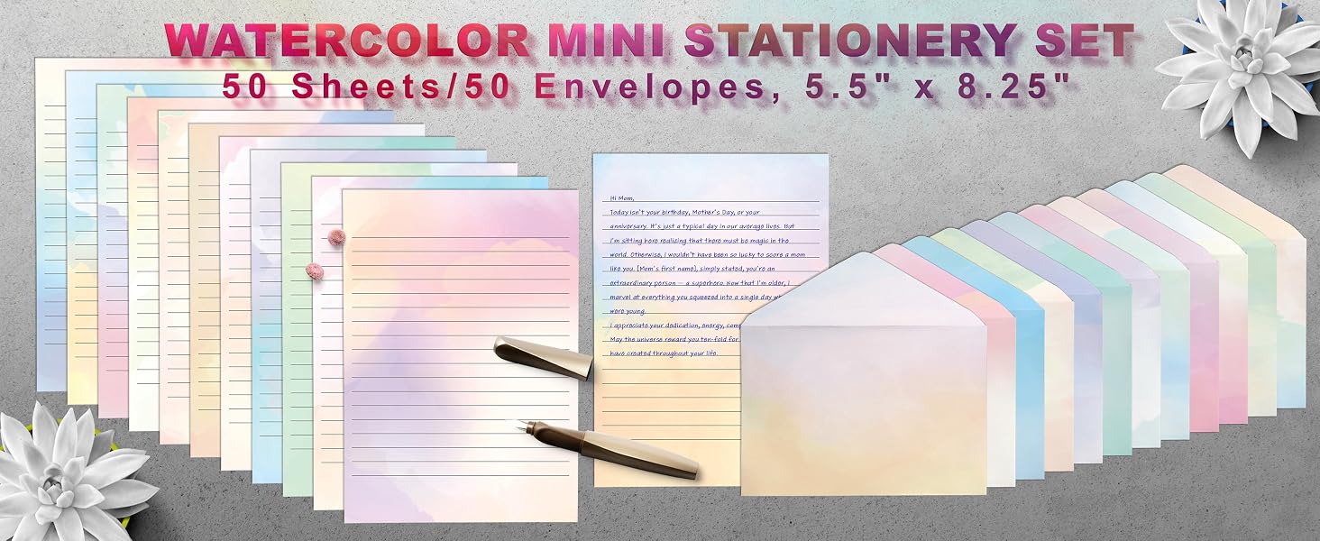 Watercolor mini Stationery Set Premium