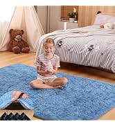 Mhyup 4x6 Blue Rugs for Bedroom Living Room, Fluffy Small Area Rug Soft Shag Carpet for Kids Boys...