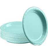Amcrate Disposable Paper Plates Light Blue, 6 3/4 Inches Paper Dessert Plates, Strong and Sturdy ...