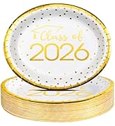 MASHAN 50 Pcs Class of 2026 Graduation Oval Paper Plates,10" x 12" Disposable Party Plates for 20...