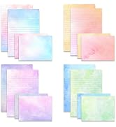 TEETOOKEA 72 Pieces Stationery Set with Envelopes (48 Lined Watercolor Sheets + 24 Matching Envel...