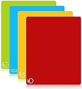 4 Pieces Flexible Cutting Boards, BPA Free Plastic Cutting Boards for Kitchen, Non Slip Cutting M...