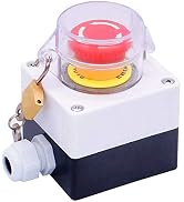 Taiss 22mm Emergency Stop Push Button Switch Cover Station Box,2 NC Red Mushroom Latching Emergen...
