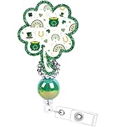 St Patrick's Day Badge Reel - Cosmisun Shamrock Badge Reels Retractable Glitter Lucky Badge Holde...