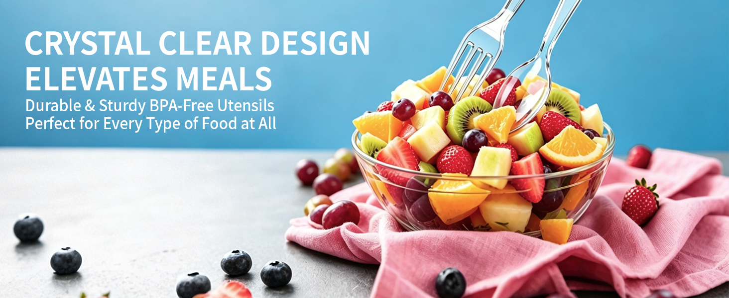bulk disposable cutlery reusable clear utensils party forks catering