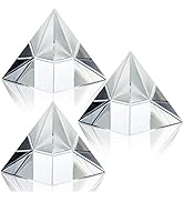 ZEAYEA 3 Pack Clear Crystal Pyramid, 2.4" Crystal Pyramid Prism, Glass Paperweight Pyramids Desk ...