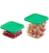 Cambro 2 & 4 QT (Quart) Square Food Storage Container with Green Lid (2 Pack) - Classic Series (C...