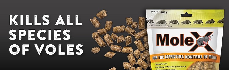 MoleX helps eliminate odor and evidence of moles.