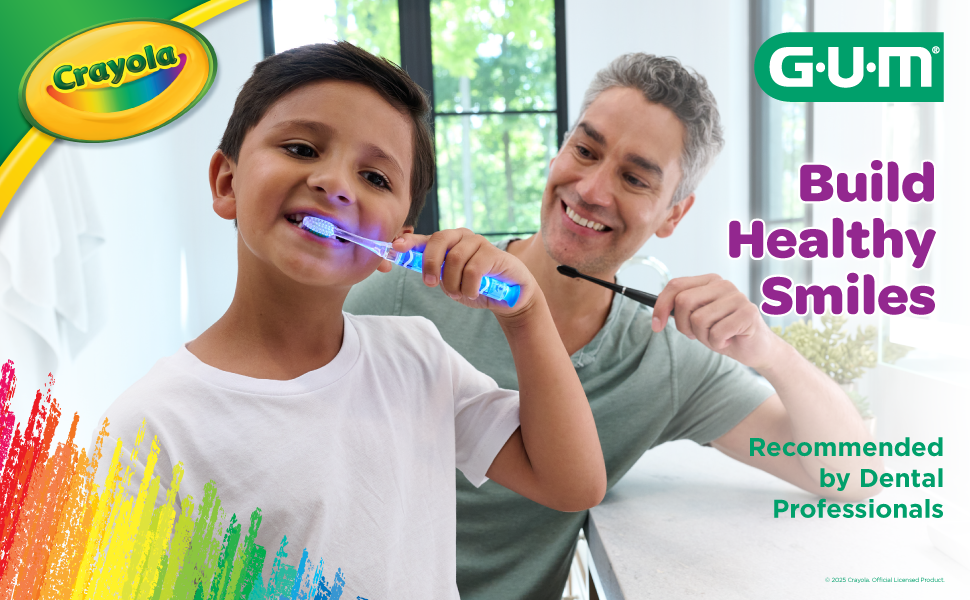 father son brushing