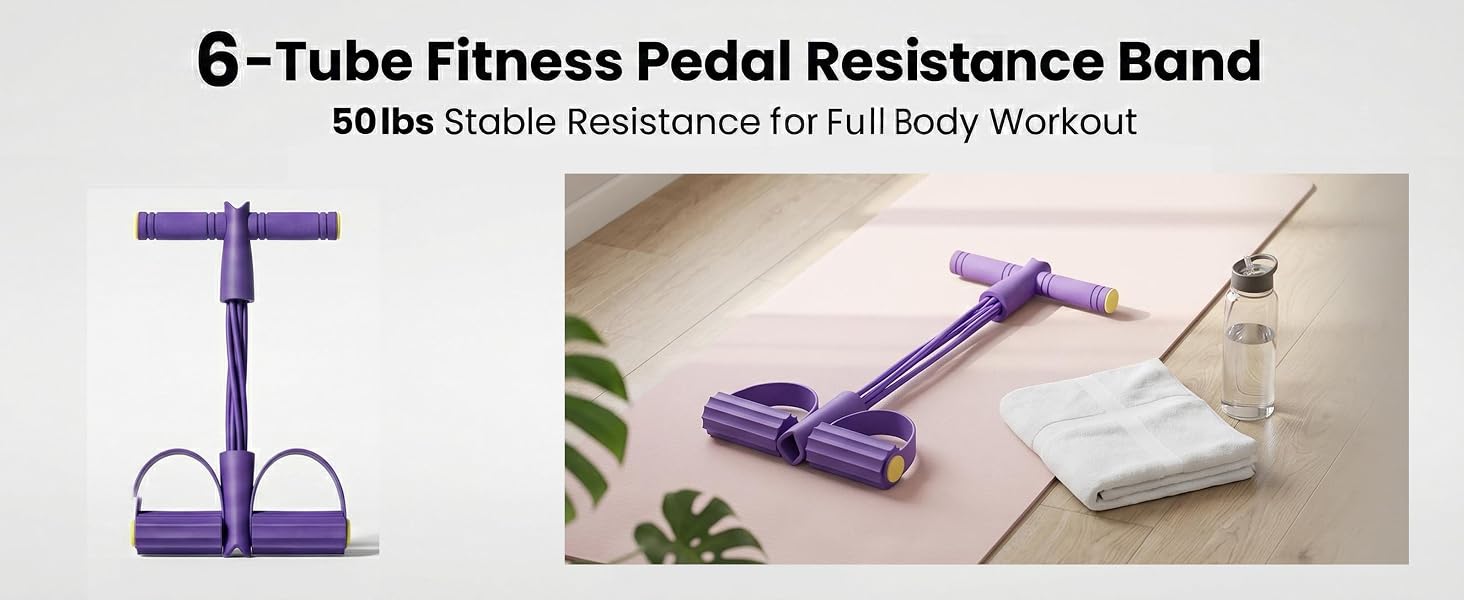6 Tubes Pedal Resistance Bands with Handles