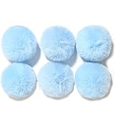 Fluffy Faux Fur Pompom Ball with Tiny Cord for Hat Shoes Garment Accessories 2.8in Pack of 6pcs L...