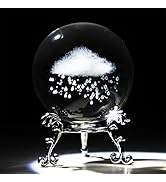 HDCRYSTALGIFTS 60mm/2.3inch 3D Inner Carving Rain Cloud Crystal Ball Paperweight with Silver Base...