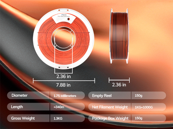 Silk PLA Filament 1.75mm Shiny 3D Printer Filament FDM 3D Printer Red Gold Printing Filament