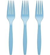 Amcrate Light Blue Disposable Medium Weight Plastic Forks- Ideal for Weddings, Party’s, Birthdays...