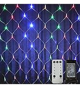 Christmas Net Lights Outdoor 9.8ft x 6.6ft 198 LED Mesh String Lights with Remote 8 Modes Plug in...