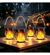 4 Pack Solar Lanterns Outdoor Waterproof Flickering Flame Lights for Garden | Realistic Flame, IP...