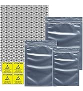Rancco Anti Static Bags ESD Shielding Bag w/ Labels, 55 Pc Mixed Sizes Open Top Large Resealable ...