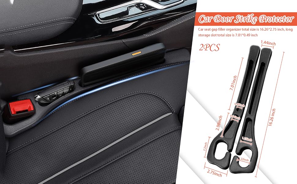2PCS Car Seat Gap Filler Organizer with Storage Slots