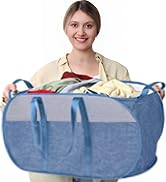 100L Collapsible Laundry Baskets, Extra Large Mesh Pop Up Laundry Hamper, Dirty Clothes Hamper wi...