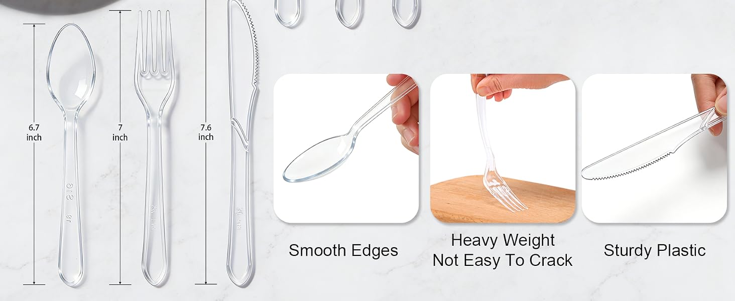 Clawsoff Plastic Cutlery Set, 360 Pieces: 150 Forks, 150 Spoons, 60 Knives