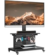 Perlegear Motorized Mobile TV Stand on Wheels, Electric Height Adjustable TV Cart for 32-80? TVs ...