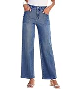 Astylish Women‘s High Waisted Straight Leg Jeans Stretchy Wide Leg Jeans Trendy Denim Pants