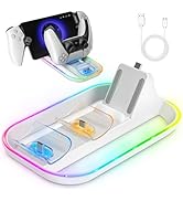 Charger Station for PlayStation Portal, Charging Dock with with 14 RGB Light & USB Type C Cable, ...