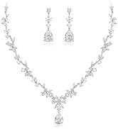 BriLove Gorgeous Wedding Jewelry Set for Women Bridal Cubic Zirconia Marquise Teardrop Leaf Clust...